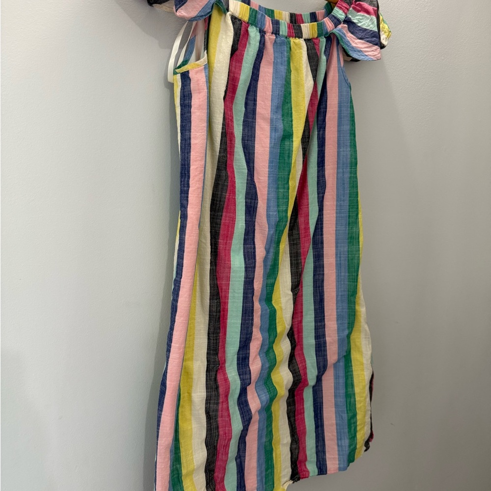J. Crew Multicolor Striped Off the Shoulder Midi Dress